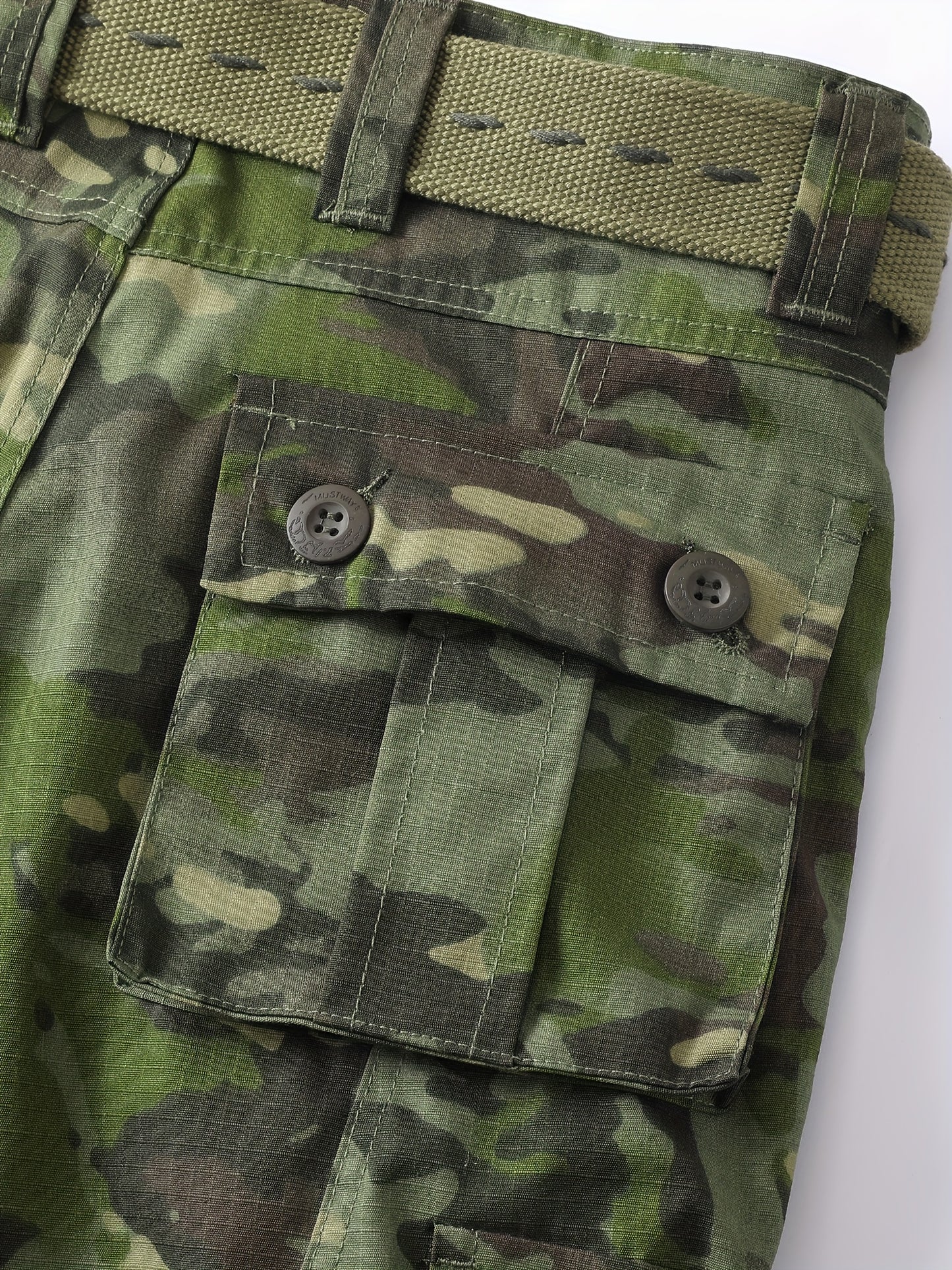 Men's Camo Cargo Pants - Lightweight, Ripstop, Multi-Pocket Design - No Belt Included