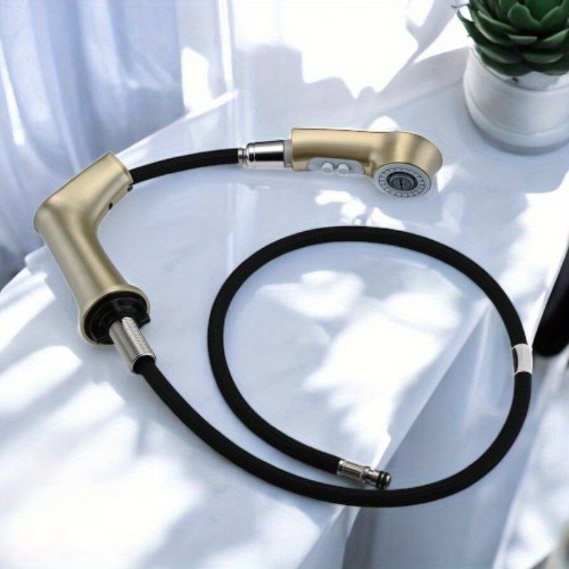 Elegant Golden Widespread Bathroom Sink Faucet with Pull-Out Sprayer
